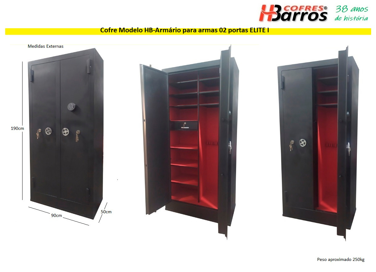 Cofre Modelo HB-Armário para Armas 02 Portas Elite I - Cofres H. Barros Sarandi PR