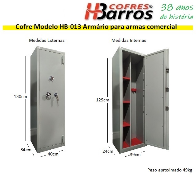 Cofre Modelo HB-013 Armário para Armas Comercial - Cofres H. Barros Sarandi PR
