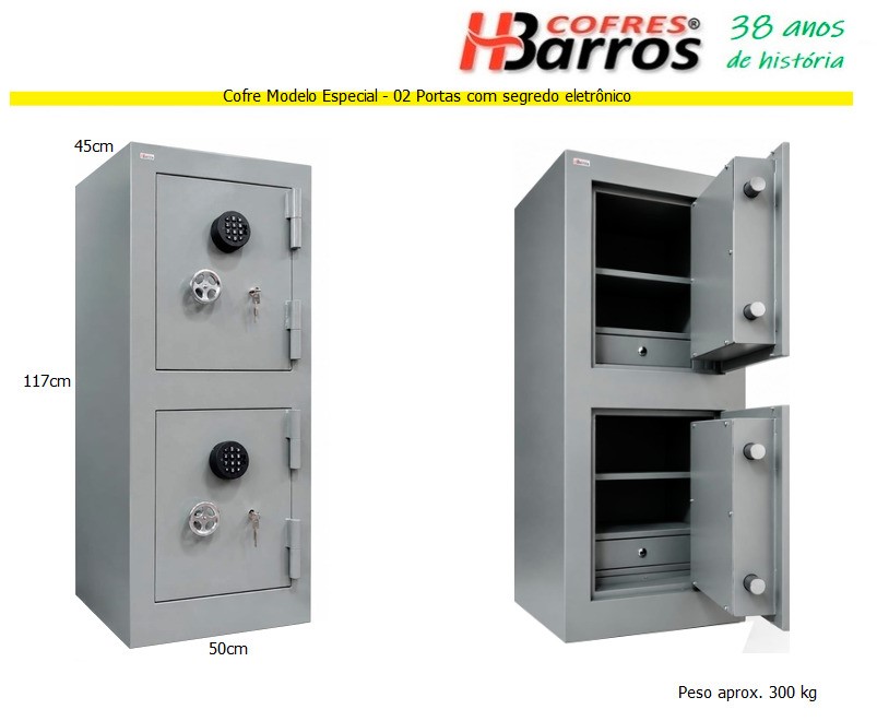 Cofre Modelo Especial 02 Portas com Segredo Eletrônico - Cofres H. Barros Sarandi PR