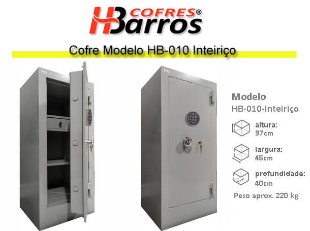 Cofre Modelo HB-010 Inteiriço Digital - Cofres H. Barros Sarandi PR