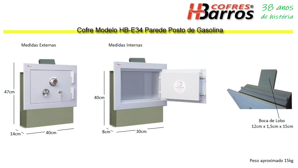 Cofre Modelo HB-E34 Parede Posto de Gasolina - Cofres H. Barros Sarandi PR
