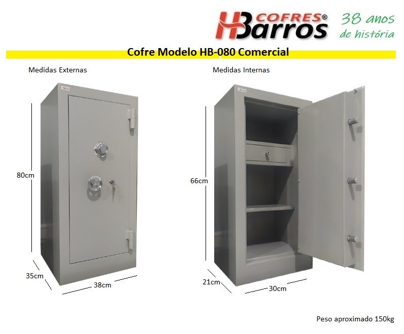 Cofre Modelo HB-080 Comercial - Cofres H. Barros Sarandi PR