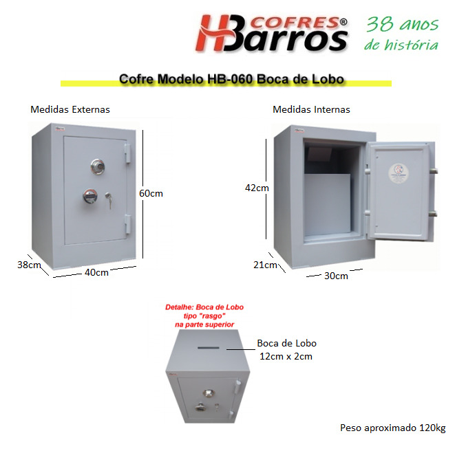 Cofre Modelo HB-060 Boca de Lobo - Cofres H. Barros Sarandi PR