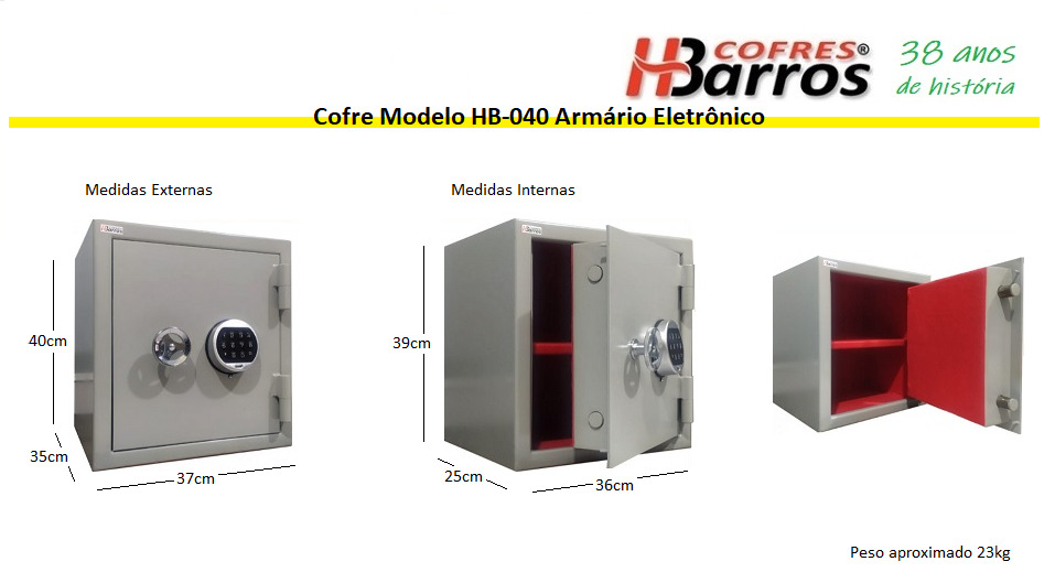 Cofre Modelo HB-040 Armário Eletrônico - Cofres H. Barros Sarandi PR