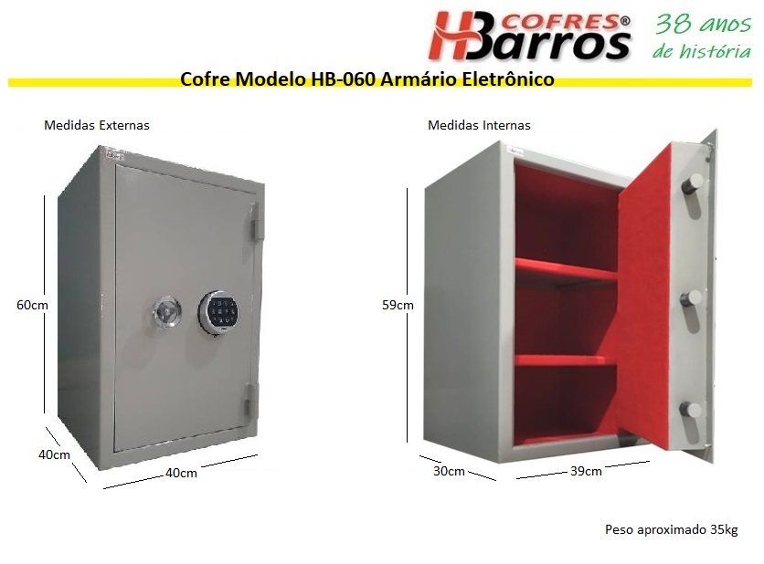 Cofre Modelo HB-060 Armário Eletrônico - Cofres H. Barros Sarandi PR
