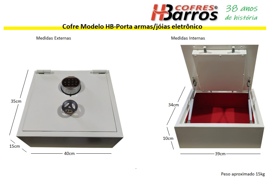 Cofre HB-Porta Armas/Jóias Eletrônico - Cofres H. Barros Sarandi PR