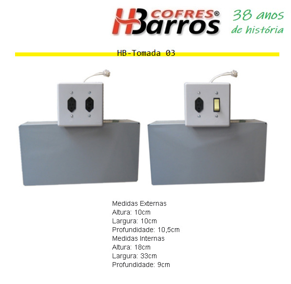 Cofre HB-Tomada 03 - Cofres H. Barros Sarandi PR